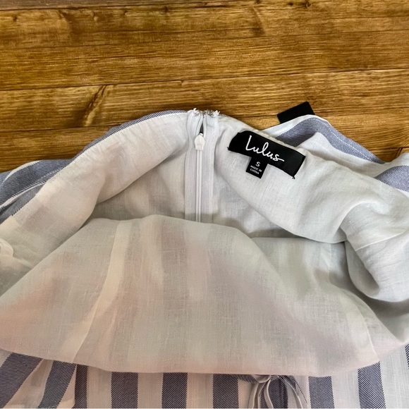 Lulu’s The Wind Is Right Blue and White Striped Off-the-Shoulder Dress *NWT* - Picture 7 of 11